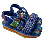 Farm Rio New! Blue Macaw Platform Sandal Photo 4