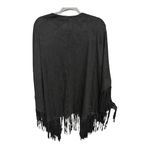 White House | Black Market Solid Black Fringe Faux Suede One Size Poncho Wrap Photo 2