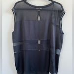 Helmut Lang  Black Sheer Panel Asymmetrical Open Back Blouse Size Medium Photo 0