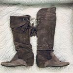 Grey suede over the knee tassel boots. Gray Size 7 Photo 2