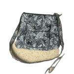 Black And White Paisley Crossbody Bag. Zips & Snaps, Adjustable Strap. Photo 2
