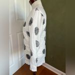 carole little  long sleeved black and white patterned linen top Size small Photo 2