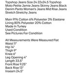  Jeans Size 24 22x24.5 Topshop Moto Petite Jamie Jeans Skinny Jeans Black  Photo 1
