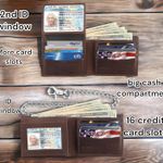 CLASSIC RFID Blocking Mens bi-fold Style Cowhide Leather Steel Chain wallet,USA,texas kenya Brown Photo 1