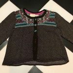 Anthropologie  Guinevere Cardigan Fair Isle Knit Sweater Capelet Brown Rainbow L Photo 0