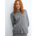 Mango  Knitted Bomber Sweater Jacket Snap in Dark Heather Gray Women's XS Photo 10