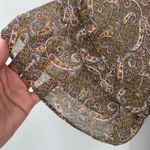 Wishlist  Apparel Boho Peasant Womens Top Sz M Olive Indie Paisley Sheer Ruffle Photo 10