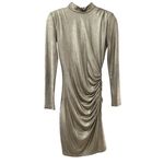 Alice + Olivia Alice + Olivia Hilary Ruched Gold Metallic Finish Mock Neck Dress Size 4 Photo 6