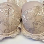 Kathy Ireland  Push-Up Bra Racerback‎ Underwire Size 36D Lurex Lace Beige NEW Photo 1