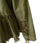 Free People  Olive Green Frayed Hem Denim Jacket XS | Utility Boho Casual Layer Photo 9