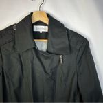 Calvin Klein Black Asymmetrical Zip Belted Trench Coat L Photo 2