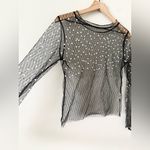 Amazon  Sheer Long Sleeve Top and Pant Set Black with Pearl Detail - Size M Photo 2