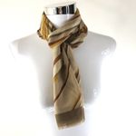 Womens Scarf Hair Accessory Sheer Striped Brown Beige Rectangle 53x11 Photo 1