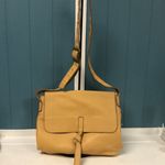 Kenneth Cole Kenneth‎ Cole mustard pebbled Leather Handbag Satchel crossbody Bag 11” x 12” Photo 2