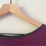 Alice + Olivia Silk Blend Mini Dress Purple Black Faux Leather Roll Tab Sleeves Photo 4