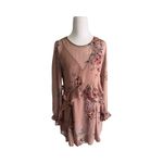 ASTR  the Label Heather Mauve Floral Print‎ Long Sleeve Sheer Ruffle Small Dress Photo 1
