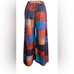 Romwe  Patchwork Wide Leg Pants - Blue, Brown, Orange Photo 1