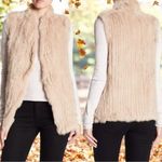 Love Token NEW  Genuine Rabbit Fur Color Latte Winter Holiday Cozy Vest Size L Photo 1