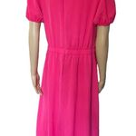 Maia Pink Preppy Barbie Cottagecore Puffer Sleeve Fit and Flare Midi Dress Size 14 Photo 3