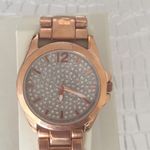 Rose gold watch with crystal encrusted face. Photo 1