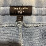 True Religion  Light Blue Shorts with Signature Stitching size L Stretch Photo 5