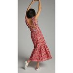 Anthropologie  Atelier 1756 Colombia Amal Red Eyelet Midi Dress Size Small Photo 2