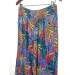 Kona Sol Leaf Print Multicolor Smocked Waist Side Slit Flowy Beach Pants Boho M Photo 9