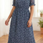 Hayden Blue Floral Midi Dress Womens Size Medium NEW H8196 Photo 0