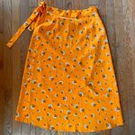 orange and white floral midi wrap skirt Size 6 Photo 7