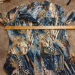 Chico's Size 1 Blazer Animal Print Faux Suede Soft Blue Tan Unique Eccentric Top Photo 8