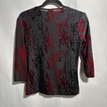 VTG Tribal Black Red Velvet Burnout Top V Neck Twist Front Babydoll Whimsigoth S Photo 1