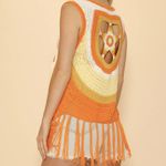 American Vintage Crochet Star Vest Orange Multi - M NWT Photo 5