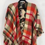 Vince Camino Plaid Open Front Poncho Photo 2