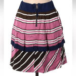 Anthropologie Maeve Ellery Striped Tiered Mini Skirt Pleated Pink Navy Size 6 Photo 2