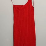 ZARA  Women's Asymmetric One Shoulder Midi Cable Knit Red/Orange Dress Medium Photo 4
