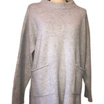 Elie Tahari Minimalist Blue Sweater Size L Lagenlook Side Slits Boxy Length Long Sleeve NEW Photo 0
