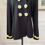 Jamie Kreitman Daisy Double Breasted Cardigan Sweater Blazer Black White Yellow Size M Photo 3