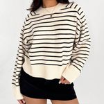ZARA  Black Cream Ivory Knit Sweater Boxy High Neck Oversized Size Small Photo 1