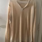 Lucky Brand  Oversize Beige Burnout Long Sleeve T-Shirt L Neutral Layering Winter Photo 0