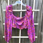 Urban Outfitters  Floral Long Puff Sleeve Hippie Cropped Peasant S Photo 0