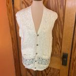 Vintage 90s Grandpa Linen Sweater Vest Button Front Neutral Knit Size XL Photo 6