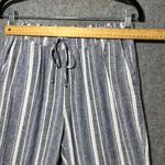 Briggs New York Briggs Linen Blend Striped Wide Leg Pants Women Medium Drawstring Casual Blue Photo 1