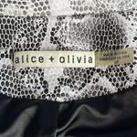 Alice + Olivia Lambleather Snake Print Moto Jacket Size Small Cropped Black White Photo 6
