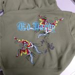 Ed Hardy Womens Hoodie Jacket Large Green Tattoo Graphic Y2K Vintage Streetwear Photo 5
