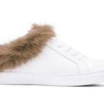 Cape Robbin NWT White Slip on Sneakers with Faux Brown Fur Trim Sz 10 Style Vibe Photo 0