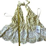 Free People  M Lunch Date‎ Yellow Polka Dot Halter Top Citron Plunge Coquette New Photo 8