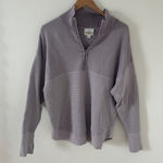 Aerie OFFLINE‎ Ribbed Pullover Quarter Zip Sweater Medium Purple Photo 0