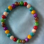 Multicolor Beaded Bracelet with Gold Accents Red Photo 1