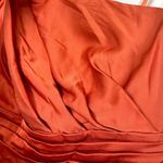 Mac Duggal  Pleated Cascade Detail One-Shoulder Satin A-Line Gown in Orange US 6 Photo 9