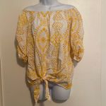 California Moon Rise Tie Front Crochet Blouse White Size M Photo 1